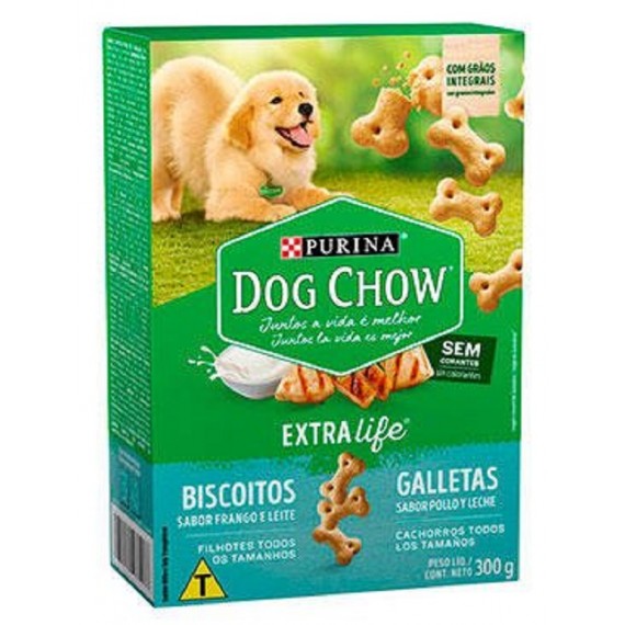 Biscoitos Dog Chow sabor Frango e Leite para Cães Filhotes - 300 g