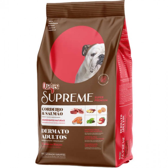 Ração Quatree Supreme Dermato Super Premium Cães Adultos Todas as Raças Sabor Cordeiro e Salmão - 3 Kg