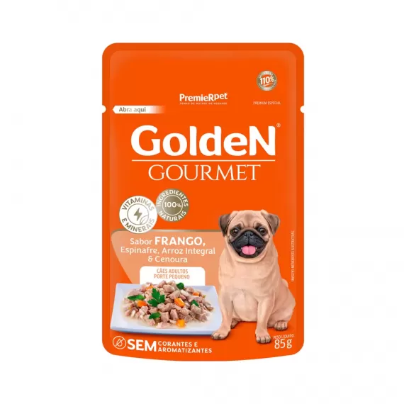 Ração Úmida Golden Gourmet Sachê para Cães Adultos Sabor Frango - 85 g