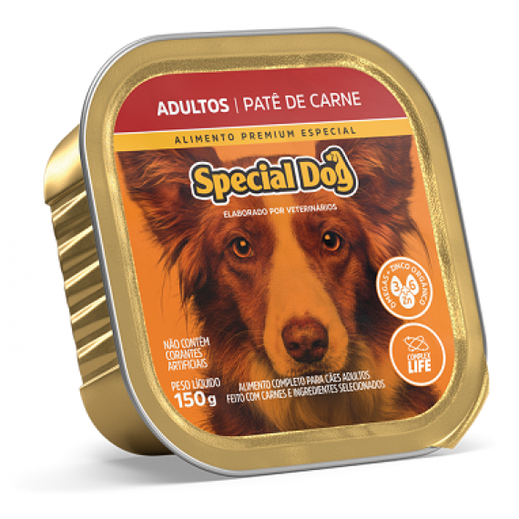 Ração Úmida tipo Patê sabor Carne para Cães Adultos da Special Dog
