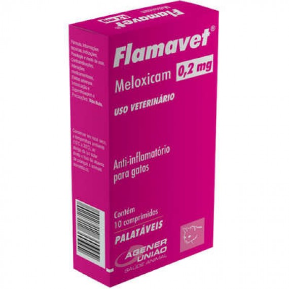 Anti-Inflamátório Flamavet 0,2 mg da Agener União para Gatos - 10 Comprimidos