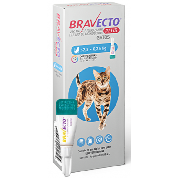 Antipulgas e Carrapatos Bravecto Plus Transdermal da MSD para Gatos - Pipeta
