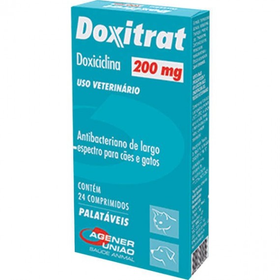 Antimicrobiano Doxitrat da Agener União para Cães e Gatos 200 mg