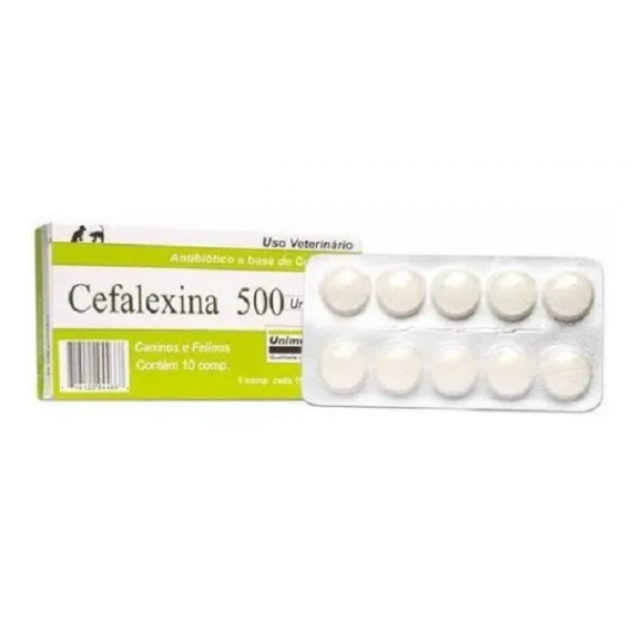 Antibiótico Cefalexina 500 mg para Cães e Gatos da Unimedical - 10 comprimidos