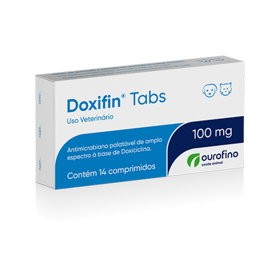 Antibiótico Doxifin Tabs 100 mg da Ourofino - 14 comprimidos