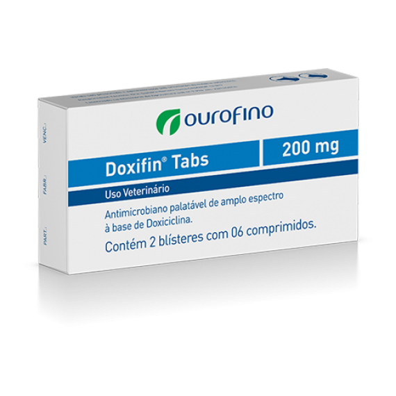 Antibiótico Doxifin Tabs 200 mg da Ourofino - 6 comprimidos