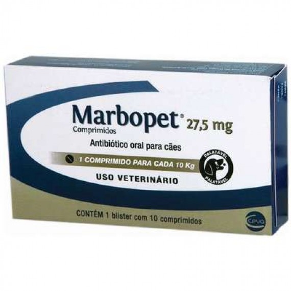 Antibiótico Marbopet 27,5 mg da Ceva - 10 Comprimidos