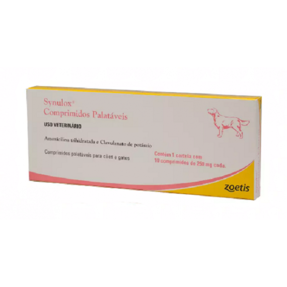Antibacteriano Synulox 250 mg da Zoetis - 10 comprimidos