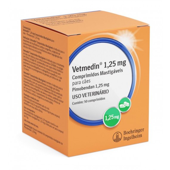 Tratamento Cardíaco Vetmedin da Boehringer Ingelheim - 50 comprimidos
