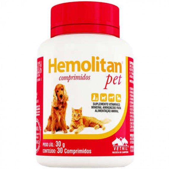 Suplemento Hemolitan Pet da Vetnil - 30 comprimidos