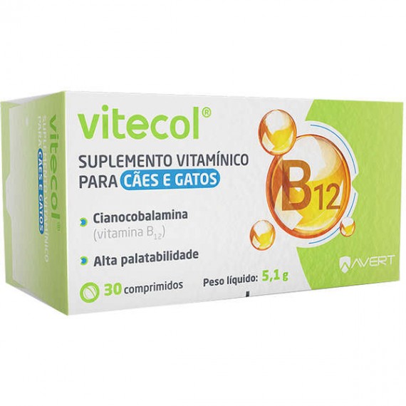   Suplemento Vitamínico Vitecol da Avert para Cães e Gatos - 30 comprimidos