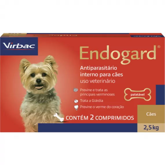 Vermífugo Endogard da Virbac para Cães 2,5 kg - 2 comprimidos 