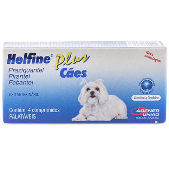 Vermífugo Helfine Plus da Agener União para Cães - 4 comprimidos