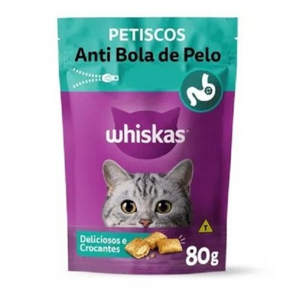 Petisco Antibola de Pelo da Whiskas para Gatos - 80 g