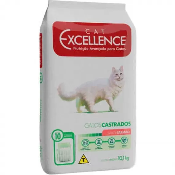 Ração Cat Excellence da Selecta Gatos Adultos Castrados Sabor Salmão- 10,1 Kg