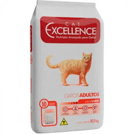 Ração Cat Excellence da Selecta Gatos Adultos Sabor Carne - 10,1 Kg
