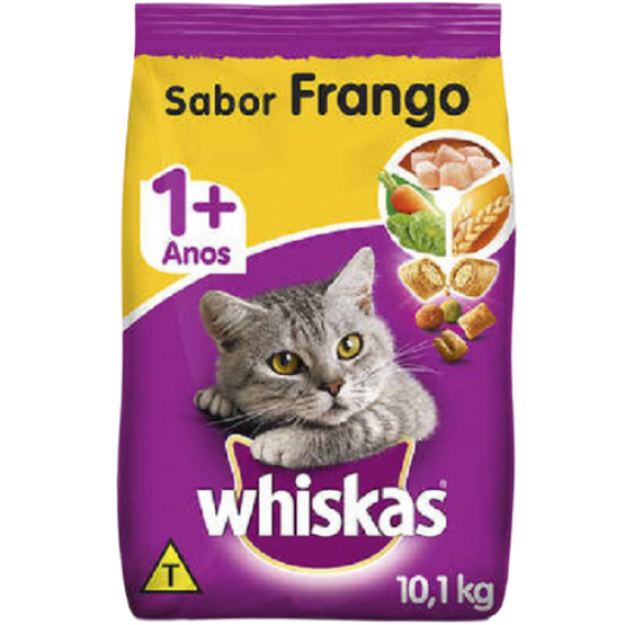 Ração Whiskas 1+ anos Gatos Adultos sabor Frango - 10,1 Kg