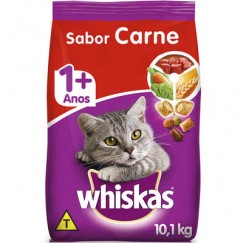 Ração Whiskas 1+ ano Alimento Premium para Gatos Sabor Carne - 10,1 kg