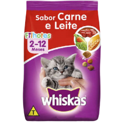 Ração Whiskas Gatos Filhotes 2-12 Meses sabor Carne e Leite - 10,1 Kg