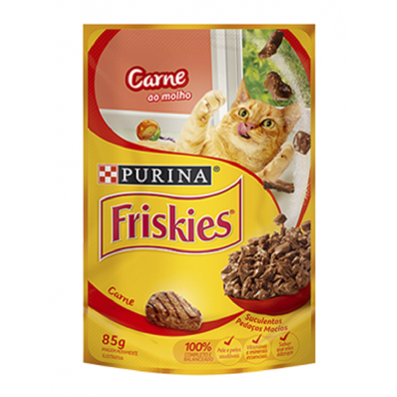 Ração Úmida Friskies Sachê da Nestlé Purina Sabor Carne ao Molho para Gatos
