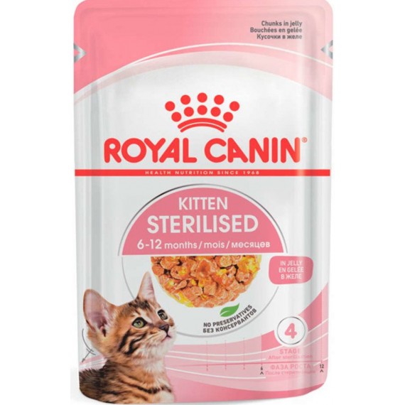 Ração Úmida Royal Canin Sachê Jelly Kitten Sterilised para Gatos Filhotes Castrados de até 12 meses