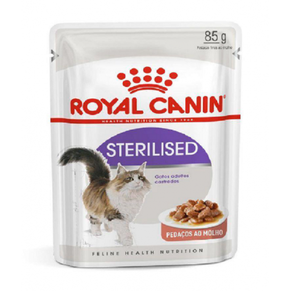 Ração Úmida Sachê Feline Sterilised para Gatos Castrados da Royal Canin - 85 g