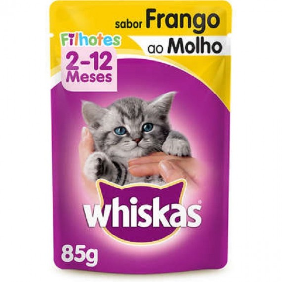 Ração Úmida Sachê Whiskas para Gatos Filhotes sabor Frango ao Molho - 85g