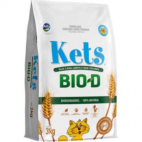 Granulado Sanitário Para Gatos Kets Bio-D da Alfapet  - 3 Kg